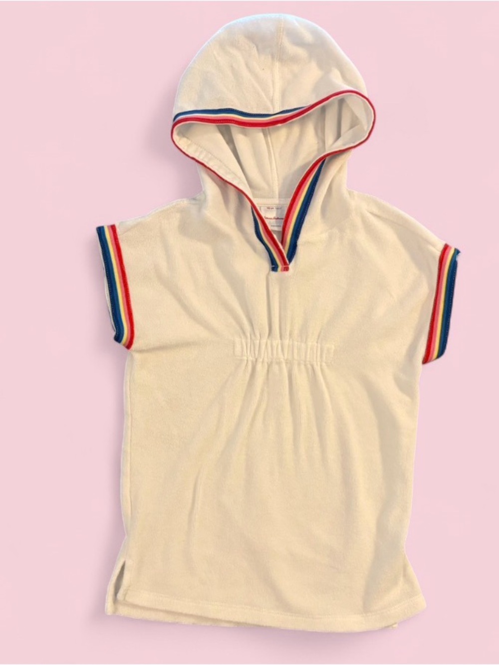 Hanna Andersson Rainbow Trim Terry Cloth Hooded Swim Cover Up Sz 3T